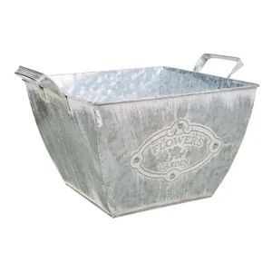 Cesta Colgante con Malla Macetero de metálico blanco 29.5/24x24x16.5/19 b:15.5x15.5