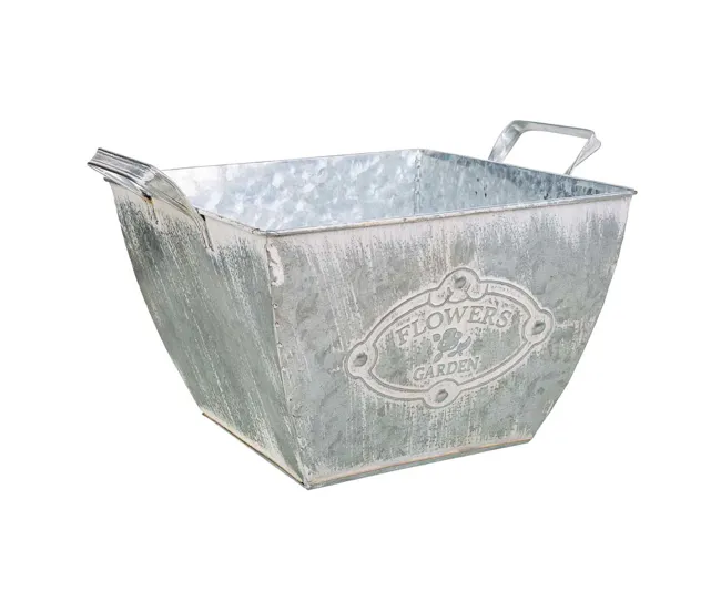 Cesta Colgante con Malla Macetero de metálico blanco 29.5/24x24x16.5/19 b:15.5x15.5