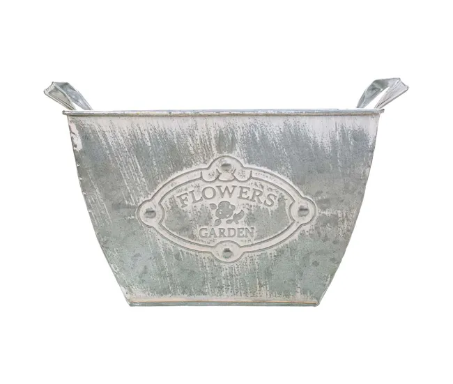 Cesta Colgante con Malla Macetero de metálico blanco 29.5/24x24x16.5/19 b:15.5x15.5