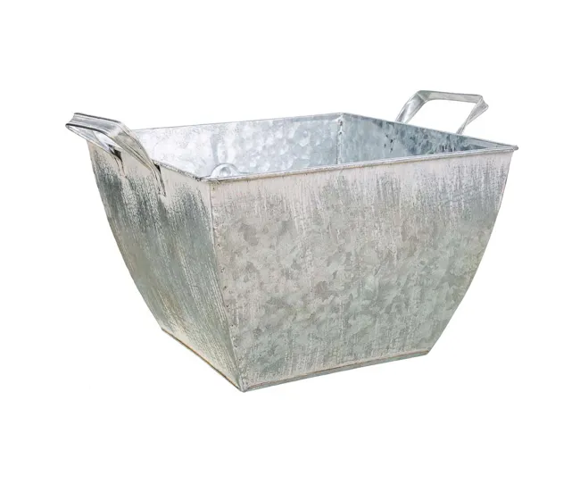Cesta Colgante con Malla Macetero de metálico blanco 29.5/24x24x16.5/19 b:15.5x15.5