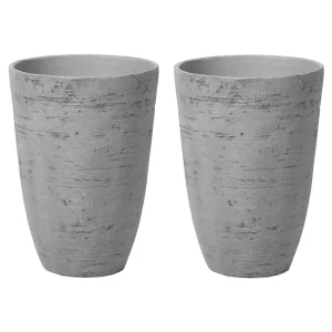 Conjunto de 2 macetas camia piedra 35 cm gris Compatible con Sistemas de Riego por Goteo