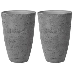 Conjunto de 2 macetas camia piedra 51 cm gris con 3 Macetas de Diferentes Tamaños