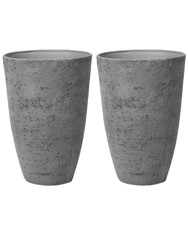 Conjunto de 2 macetas camia piedra 51 cm gris con 3 Macetas de Diferentes Tamaños