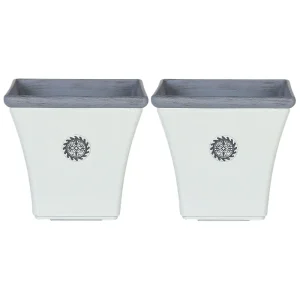 Conjunto de 2 macetas elateia piedra 43 cm blanco