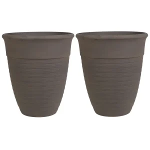 Conjunto de 2 macetas katalima piedra 50 cm marrón