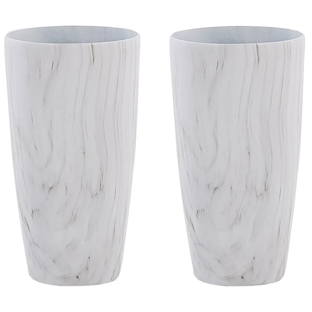 Conjunto de 2 macetas de mezcla de piedra blanca ⌀ 32 cm limenari con Certificado de Material Reciclado