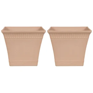 Conjunto de 2 macetas psatha piedra 41 cm rosa melocotón