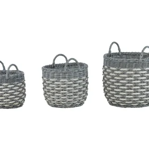 Conjunto de 3 macetas de ratán blanco crema/gris GEFIRA de Cerámica Artesanal