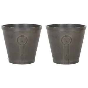 Conjunto de 2 macetas vari piedra 41 cm marrón para Plantas de Interior