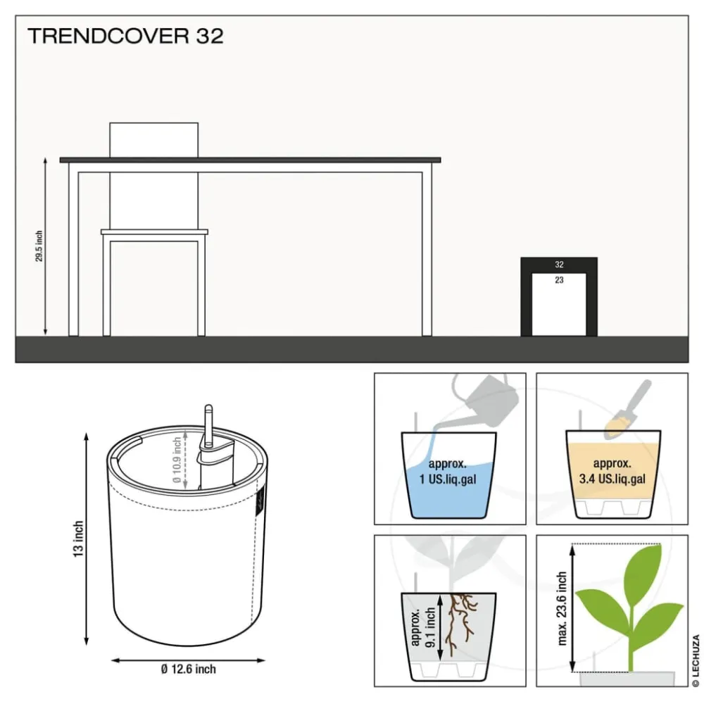 Lechuza jardinera trendcover 32 felt todo en uno gris tenebroso para Cultivo de Hierbas