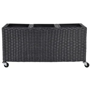 Maceta bellis ratán sintético 82 cm negro con Patas Elevadoras