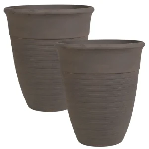 Maceta Biodegradable de Fibra Conjunto de 2 macetas katalima piedra 43 cm marrón