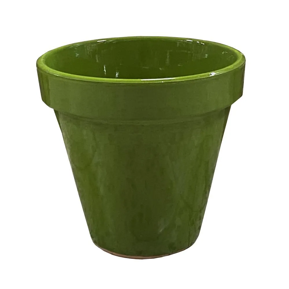 MACETA CERAMICA COLOR VERDE 22x22 CM | Drenaje Mejorado |