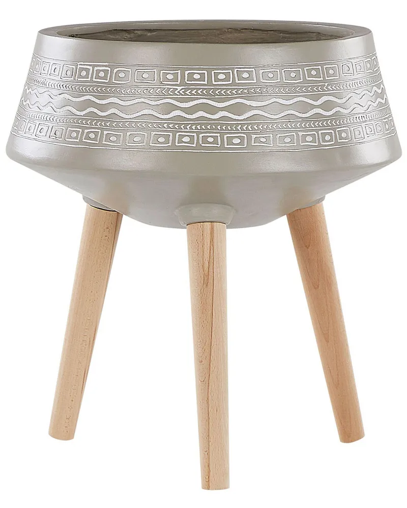 Maceta con patas agria cerámica 47 cm gris pardo arena