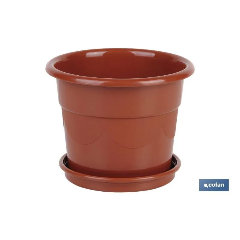 Maceta dalia color marrón 19x16.5+ plato 16cm en Color Terracota
