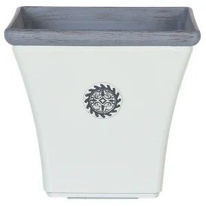 Maceta elateia piedra 43 cm blanco con Patas Elevadoras