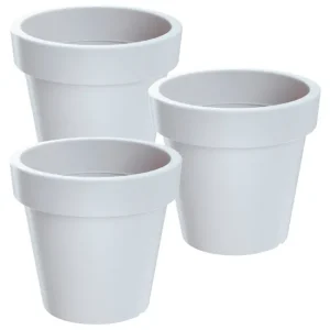 3x Maceta de plastico Lofly en color blanco 15,8 (largo) x 15,8 amplio x 14,4 (alto) cm