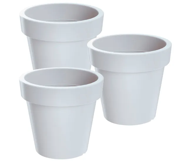 3x Maceta de plastico Lofly en color blanco 15,8 (largo) x 15,8 amplio x 14,4 (alto) cm