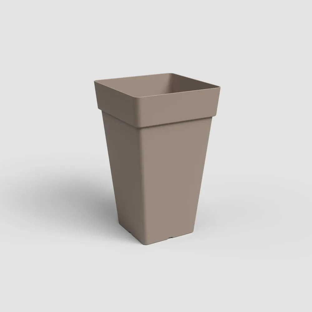 Maceta de plástico Artevasi taupe Capri cuadrada alta (Set de 3)
