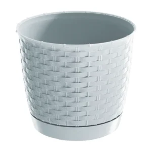 Maceta Ratolla Round 2,8L., Dimensiones (Mm) 190X190X165, Color Blanco (Set de 3)