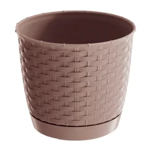Maceta Ratolla Round 2,8L., Dimensiones (Mm) 190X190X165, Color Mocca para Cultivo de Hierbas