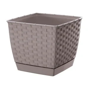 Maceta Ratolla Square 2,5L., Dimensiones (Mm) 165X165X142, Color Mocca para Cultivo de Hierbas