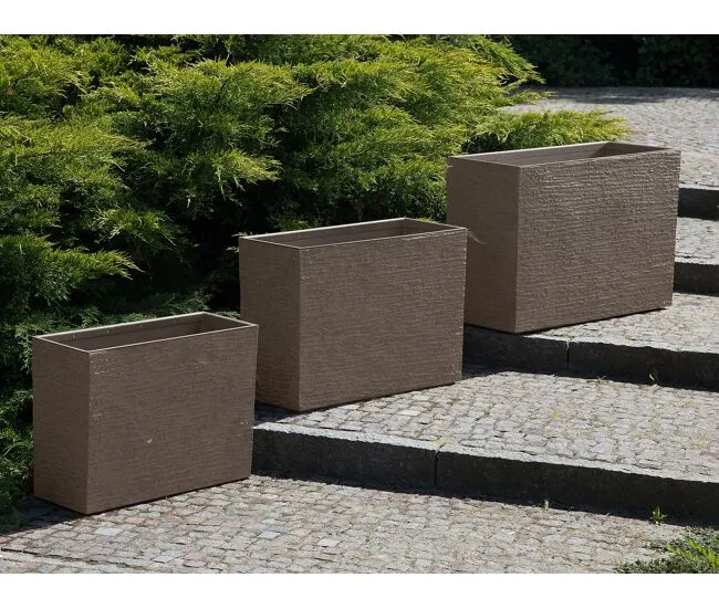 Maceta rectangular marrón negro 25x60x45 cm EDESSA