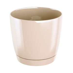 Maceta Redonda De Plastico Coubi Round P En Color Crema 12 duradero X 12 (Ancho) X 11 (Altura) Cm