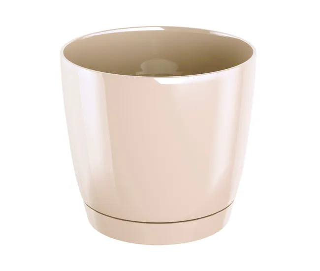 Maceta Redonda De Plastico Coubi Round P En Color Crema 12 duradero X 12 (Ancho) X 11 (Altura) Cm