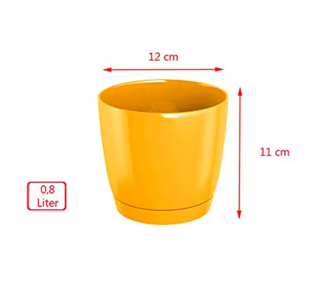 Maceta Redonda De Plastico Coubi Round P En Color Crema 12 duradero X 12 (Ancho) X 11 (Altura) Cm