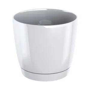Maceta Redonda De Plastico Coubi Round P En Color Blanco 18 amplio X 18 (Ancho) X 16,5 (Altura) Cm en Color Terracota