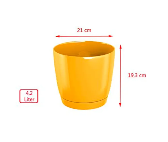 3x Maceta redonda de plastico Coubi Round P en color blanco 21 extenso x 21 (ancho) x 19,3 (altura) cm