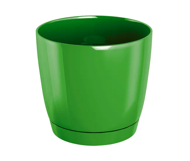 Maceta Redonda De Plastico Coubi Round P En Color Verde Oliva 10 (Largo) X 10 espacioso X 9,2 (Altura) Cm