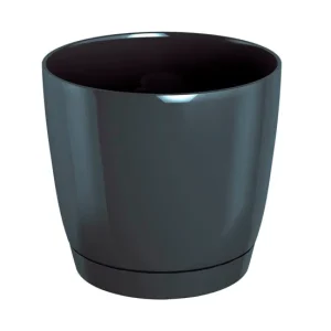 Maceta Redonda De Plastico Coubi Round P En Color Grafito 10 (Largo) X 10 vasto X 9,2 (Altura) Cm con Certificado de Mater...