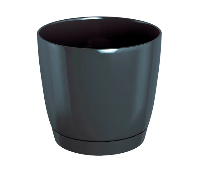 Maceta Redonda De Plastico Coubi Round P En Color Grafito 10 (Largo) X 10 vasto X 9,2 (Altura) Cm con Certificado de Mater...