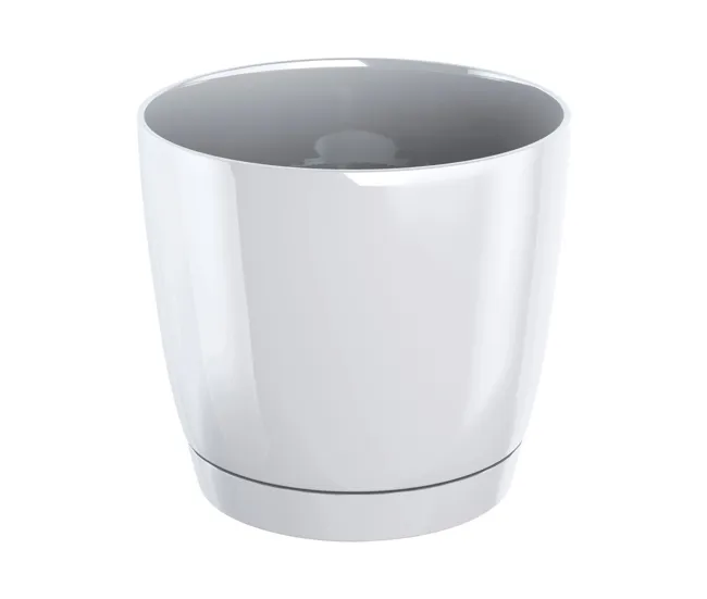 Maceta Redonda De Plastico Coubi Round P En Color Blanco 21 (Largo) X 21 extenso X 19,3 (Altura) Cm con Certificado de Mat...