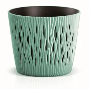 Maceta Redonda De Plastico Sandy Round En Color Salvia 15,8 amplio X 15,8 (Ancho) X 13,8 (Alto) Cm