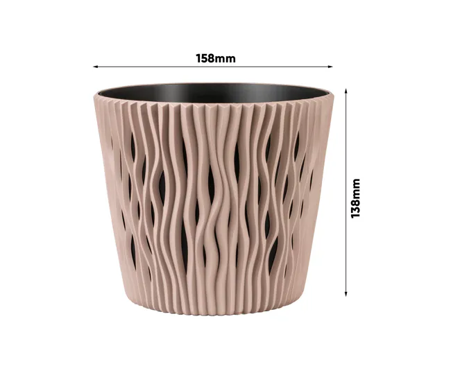 Maceta Redonda De Plastico Sandy Round En Color Salvia 15,8 amplio X 15,8 (Ancho) X 13,8 (Alto) Cm