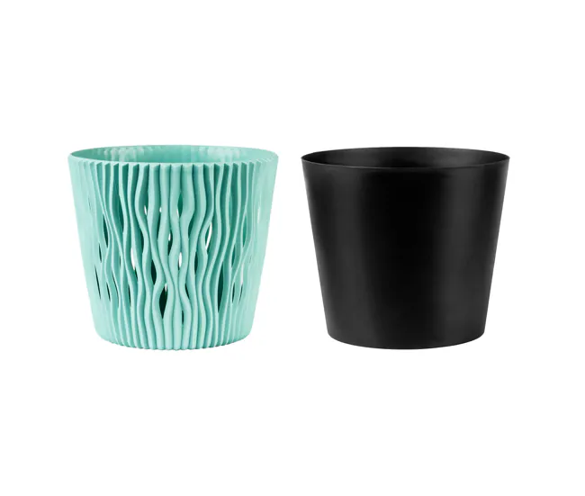 Maceta Redonda De Plastico Sandy Round En Color Salvia 15,8 amplio X 15,8 (Ancho) X 13,8 (Alto) Cm