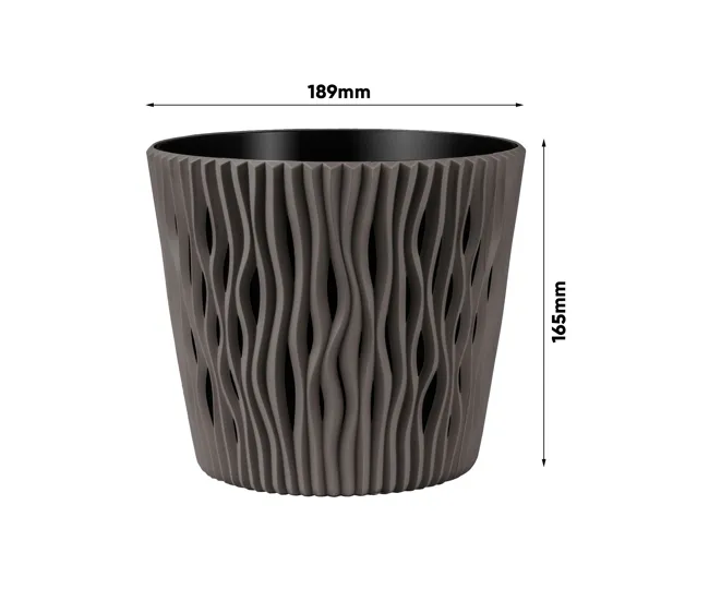 Maceta Redonda De Plastico Sandy Round En Color Gris 18,9 prolongado X 18,9 (Ancho) X 16,5 (Alto) Cm