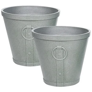 Maceta vari piedra 45 cm gris con Certificado de Material Reciclado