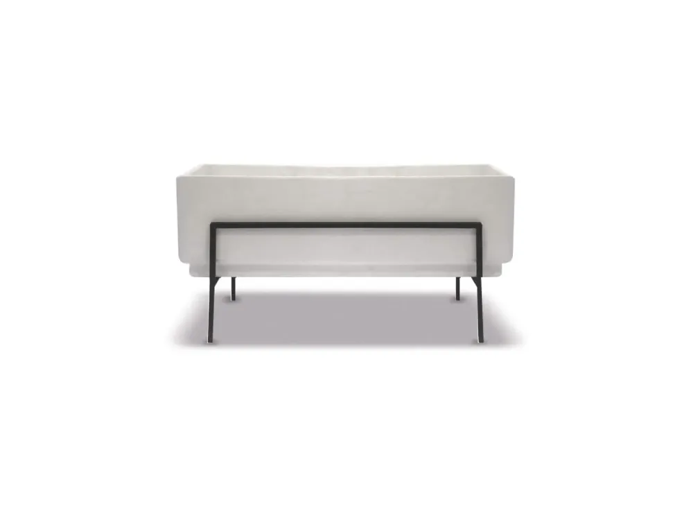 Plato de Drenaje Profundo Maceta Jardinera Praga + Soporte Blanca Rectangular 60x20cm Terra Verde