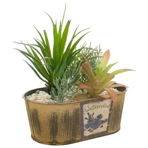 Profesional para Exteriores Maceta con plantas artificiales 17,5x10x17