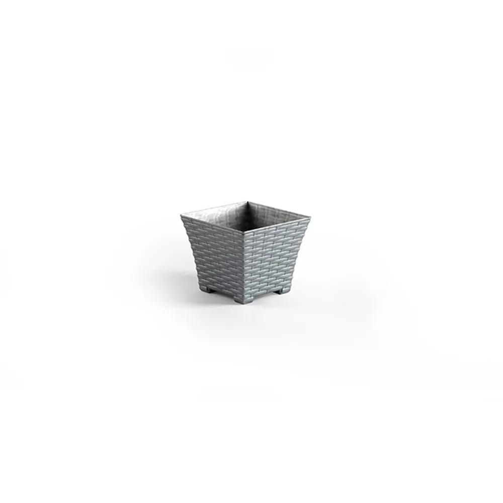 Profesional para Exteriores MACETA RATTAN CUADRADA 15 CM PLATA