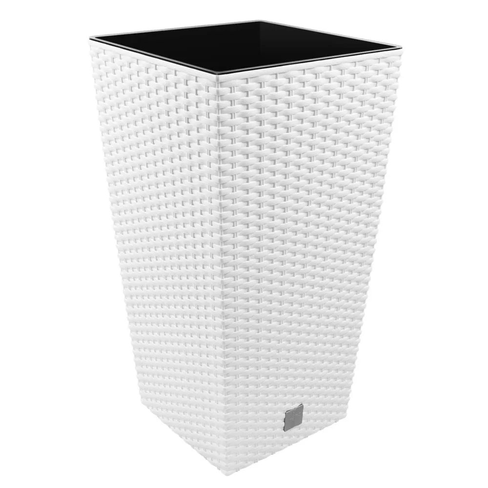 Prosperplast maceta blanca de 26,6l - 26,5x26,5x50 cm con inserto - rato con Drenaje Mejorado
