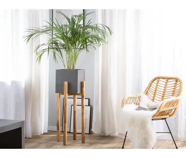 Soporte para Macetas Ajustable Maceta de cemento reforzado gris claro/madera clara 95 cm DRIMOS