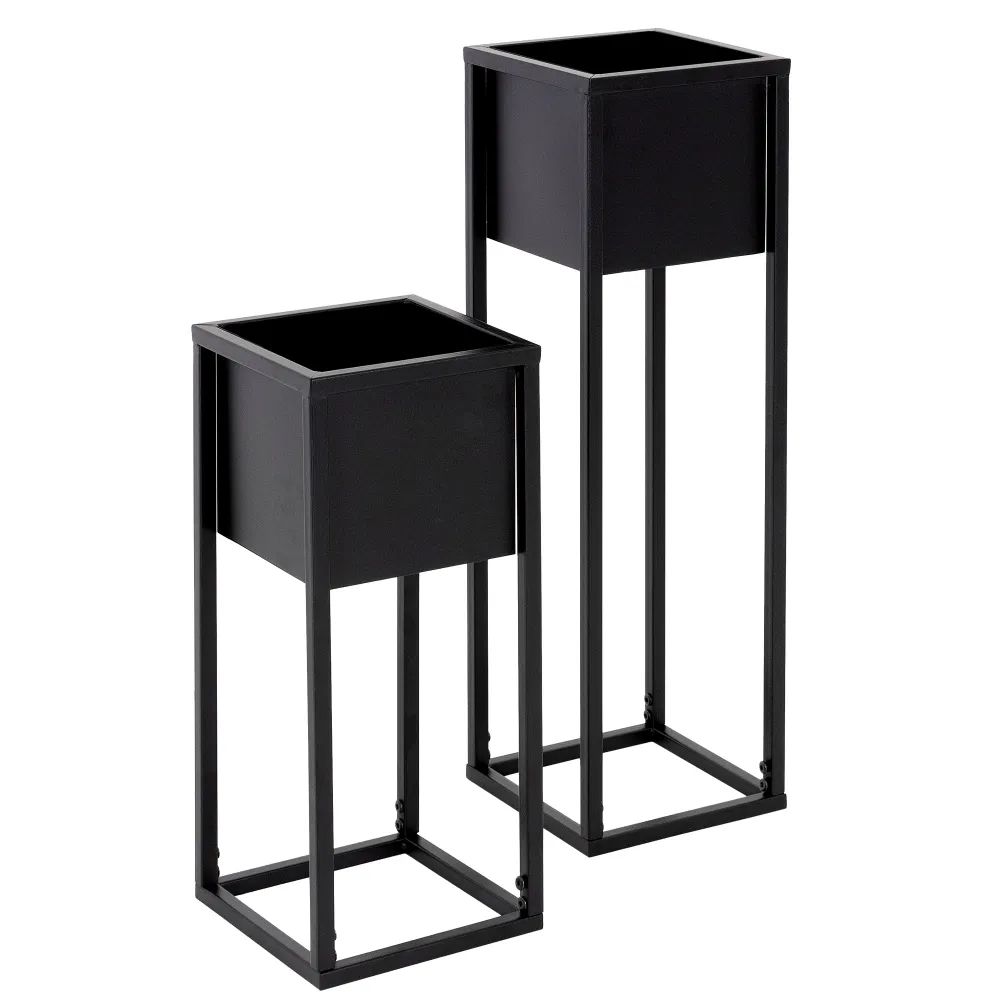 Uso juegos de 2 soportes de metálico para macetas 21 x 50/70 x 21cm negro