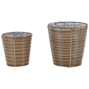 Cesta Colgante con Malla Conjunto de 2 macetas sarti ratán sintético 24/31 cm marrón