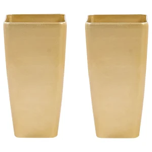 Conjunto de 2 macetas modi piedra 30 cm dorado (Set de 3)