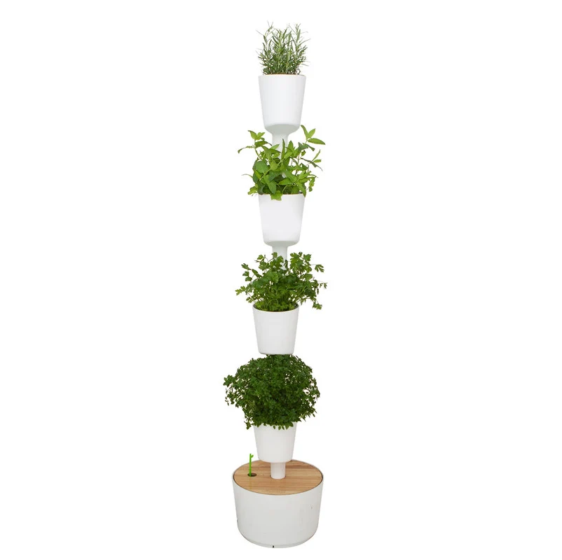 Huerto Vertical De Interior Citysens Con Riego Tradicional De 4 Macetas – Blanco, Polipropileno 100% Reciclado para Espaci...